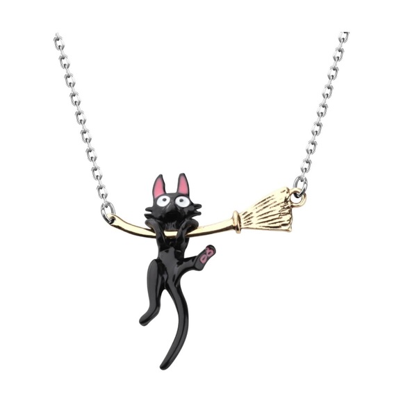 Hot Topic Jewelry - Kiki’s delivery service Jiji Black Cat on Broom Necklace